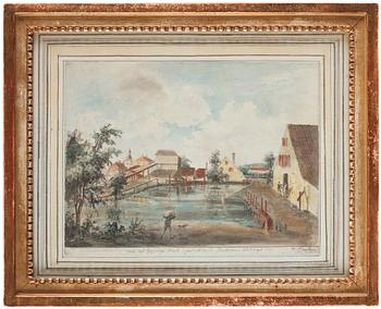 Elias Martin, "Vuë af Gysinge Bruk i Jästrikland. Bark änu tillhörigt 1795".