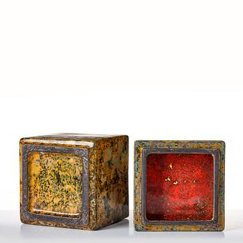 Hans Hedberg, a set of three faience boxes, Biot, France.