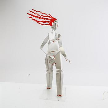 Timo Solin, Sculpture Standing Woman with Red Hair.