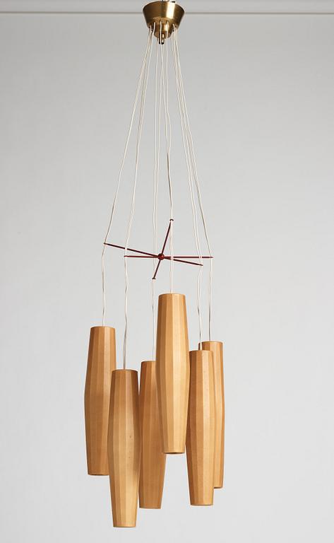 Hans Bergström, taklampa, modell "153/6", ateljé Lyktan, Åhus, 1940-50-tal.