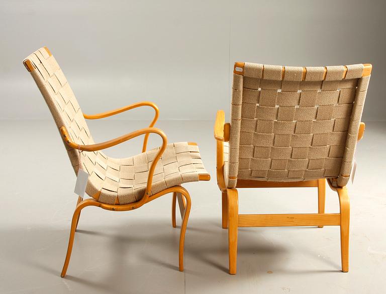 FÅTÖLJER, ett par, "Eva", Bruno Mathsson, Firma Karl Mathsson, Värnamo, 1962.