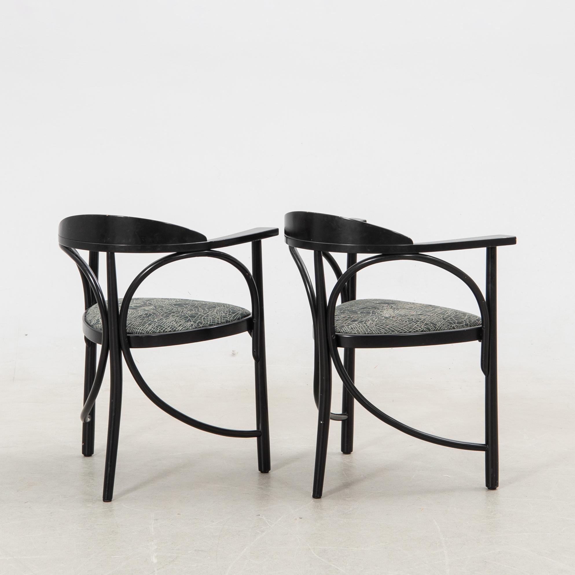 Armchairs, 6 pcs, model 87, Thonet, late 20th century.