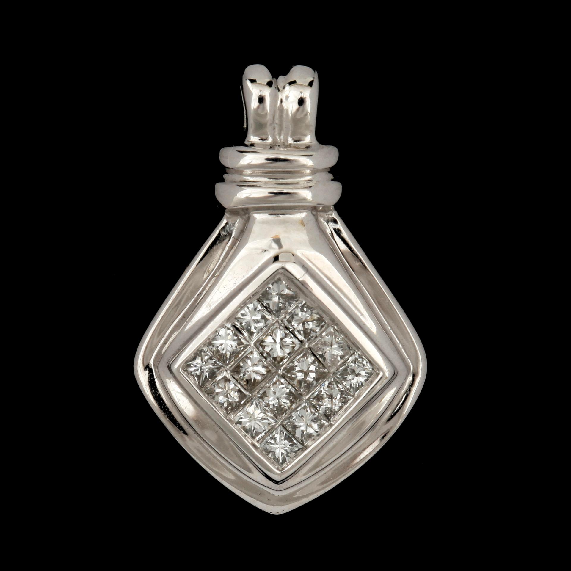 HÄNGE, 18k vitguld med princesslipade diamanter tot ca0,24ct. Vikt 2,2g.