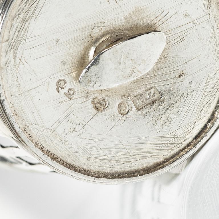 A Swedish late Gustavian silver and glass cruet-set, mark of Pehr Zethelius, Stockholm 1798.