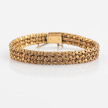 Armband, 18K guld, treradigt.