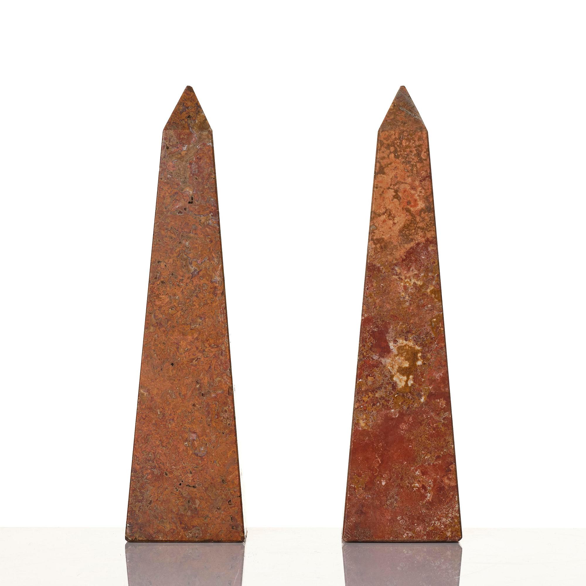 A pair of presumably italian limestone obelisks around year 1900.