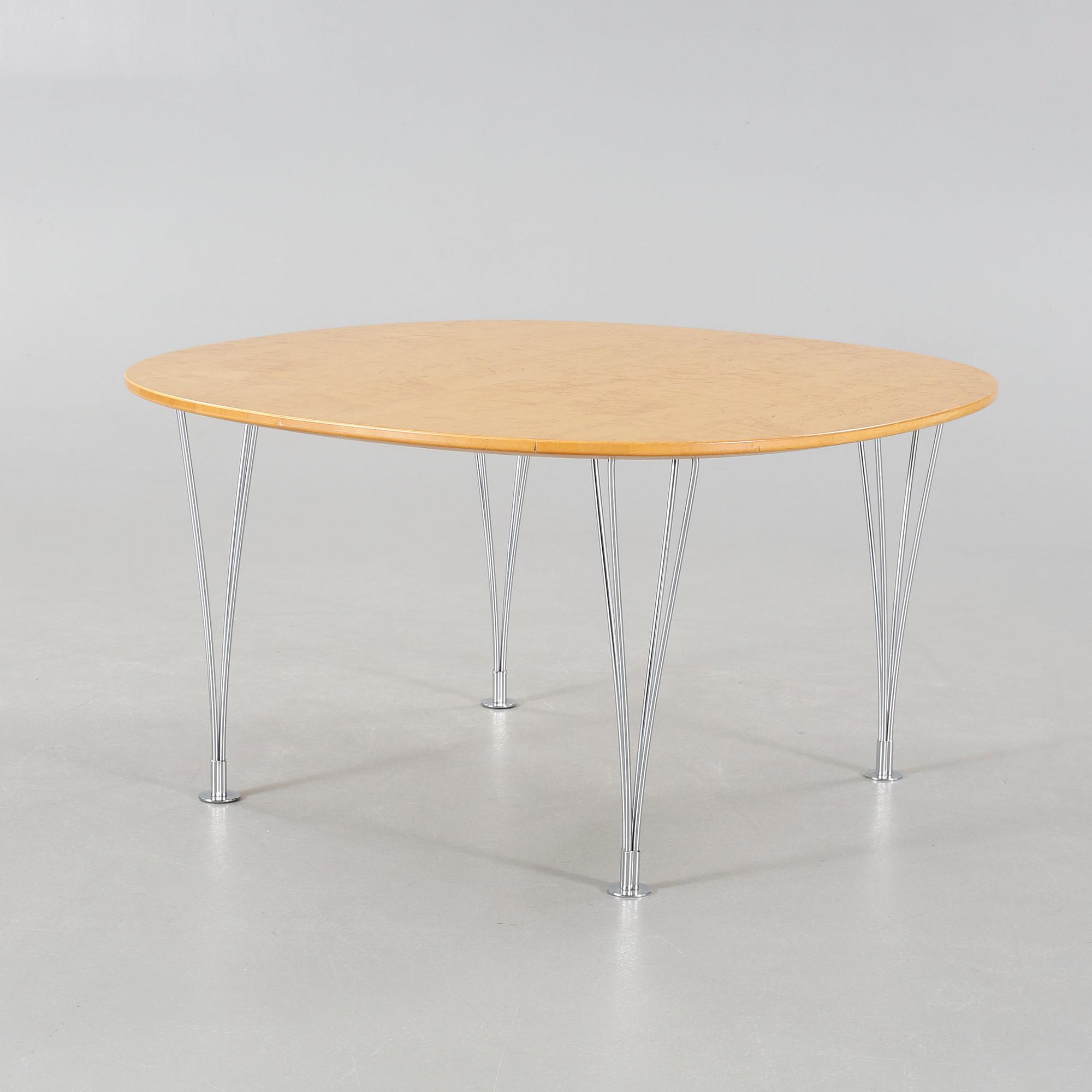 A coffee table named "Supercirkel", designed by Piet Hein and Bruno Mathsson.