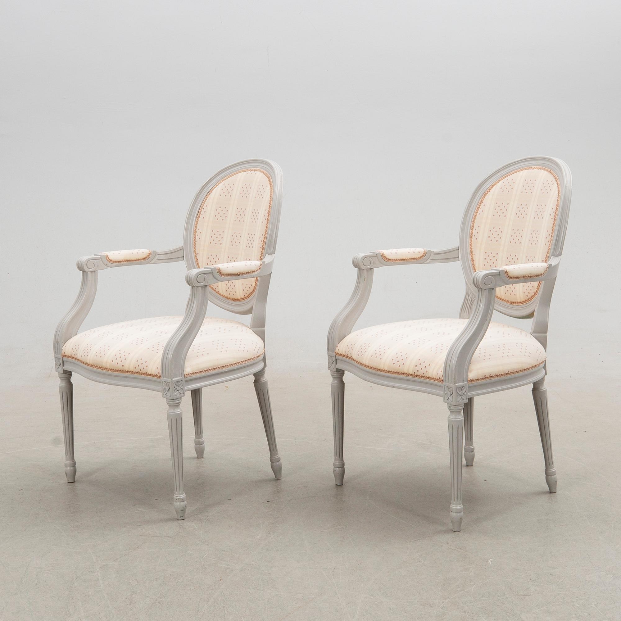 Armchairs, a pair, Gustavian style, 20th century.