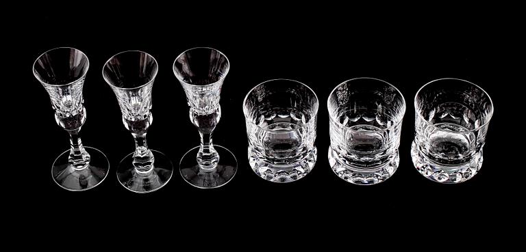 WHISKYGLAS 6 st och SNAPSGLAS 4 st, "Prince", Göran Wärff, Kosta.