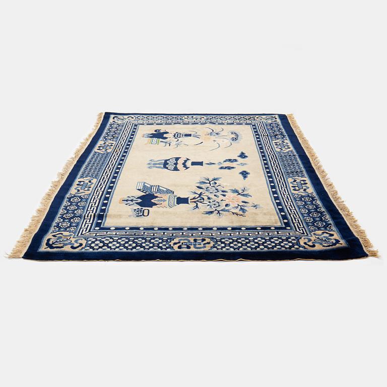 A Carpet, old China, "antique finish" ca 197 x 133 cm.