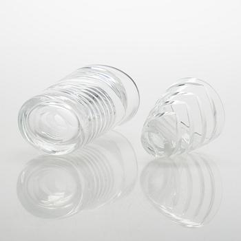 Saara Hopea, a set of five cut crystal vases and bowls, Nuutajärvi 1950s.