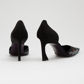 FENDI, a pair of black embellished pumps.