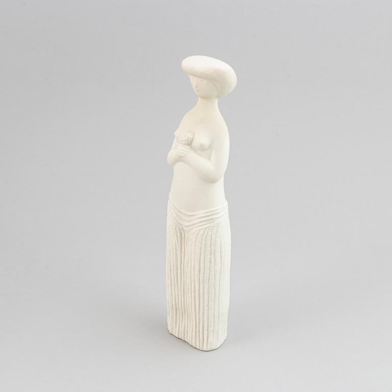 Stig Lindberg, a parian figurine and a stoneware flask with cover, Gustavsberg.