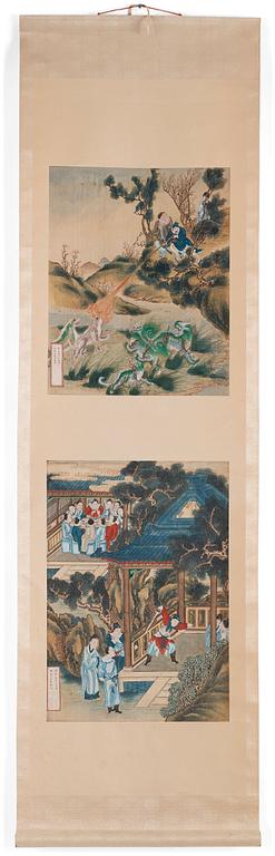 Rullmålning, okänd konstnär, akvarell och tusch på papper, Qing dynasty, 19th Century.