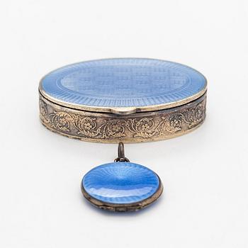 A gilded silver and enamel box, Marius Hammer, Norway, and a pendant in silver and enamel.