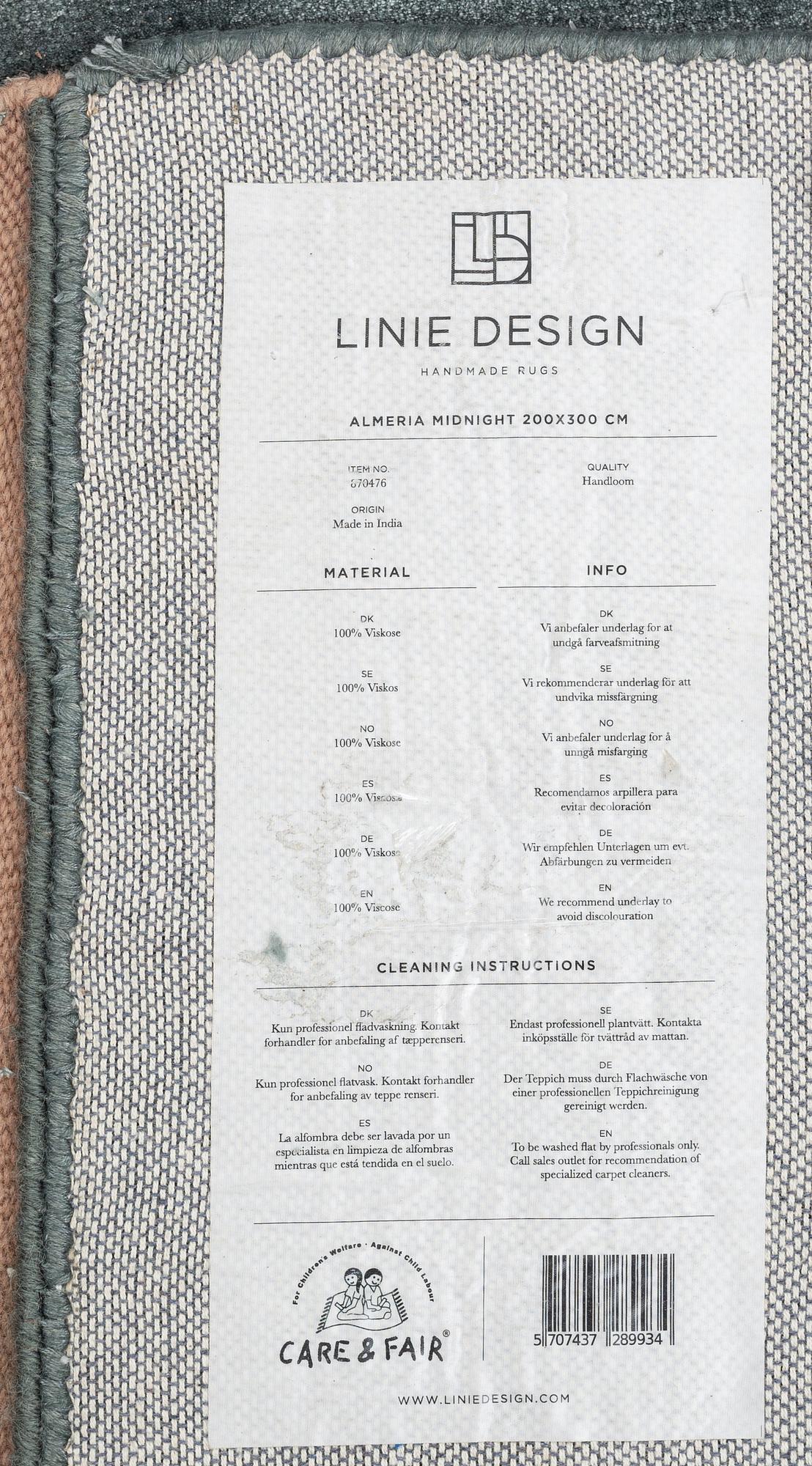 Rug, 'Almeira Midnight',  Linie Design.