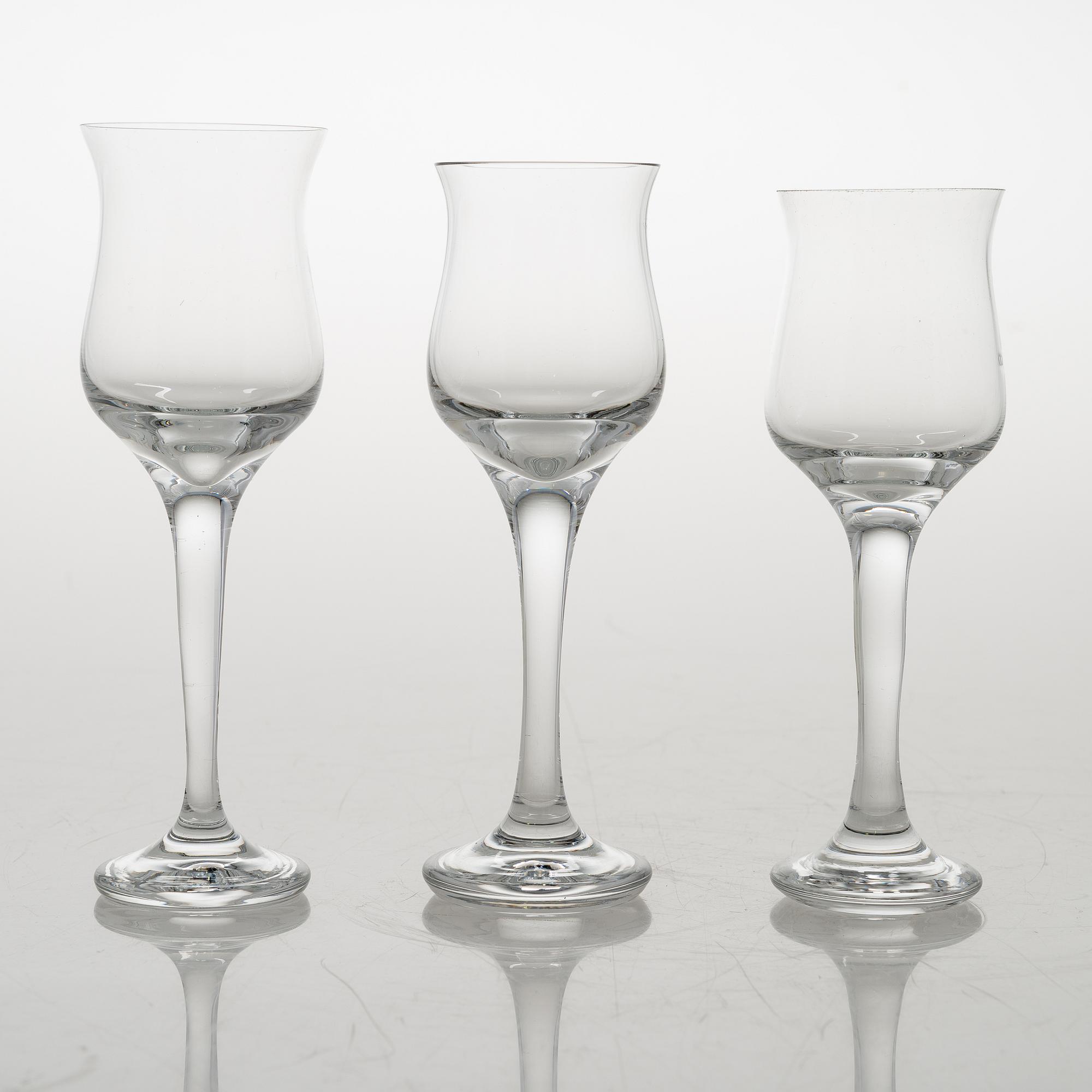 TIMO SARPANEVA, set of 9 'Loimu' (Blaze) drinking glasses for Iittala.