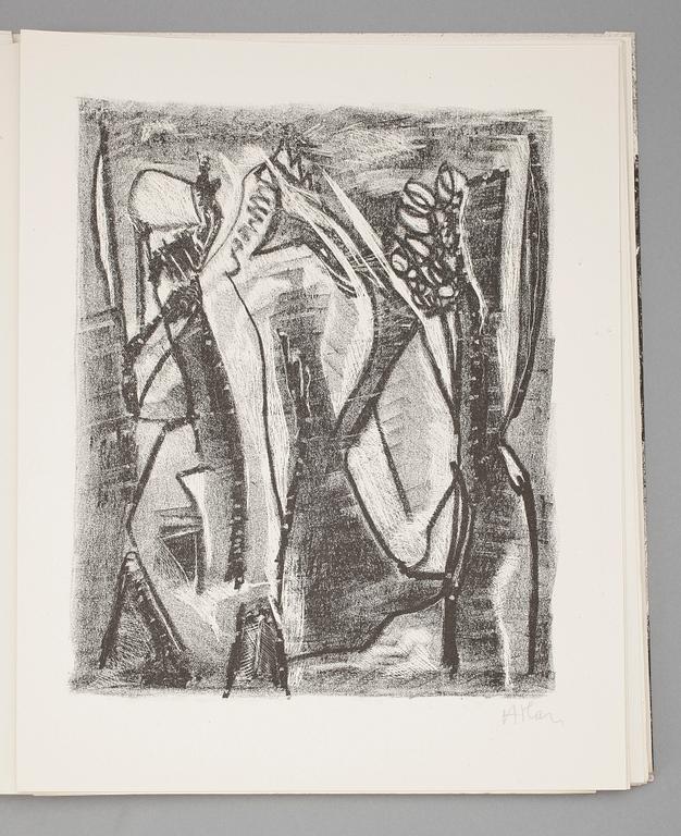 JEAN MICHEL ATLAN, litografier, signerade, del av bok, "DESCRIPTION D'UN COMBAT", Franz Kafka, 1946.