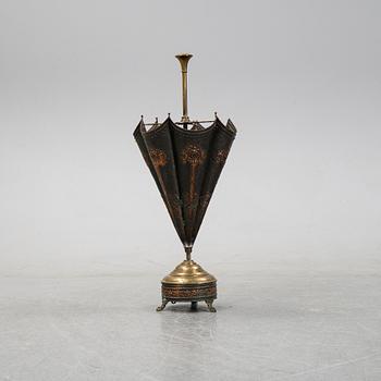 A brass and copper umbrella stand, first half of the 20th Century.