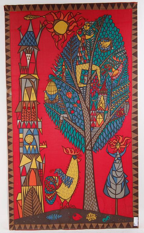 TEXTIL. "Livets Träd". Stig Lindberg för NK, Nordiska Kompaniet i Stockholm.