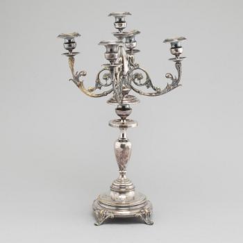 A late 19th century silver plated candelabra.