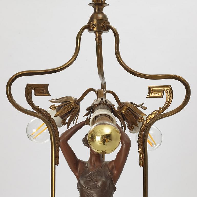 An Art Nouveau ceiling lamp, France, around 1900.