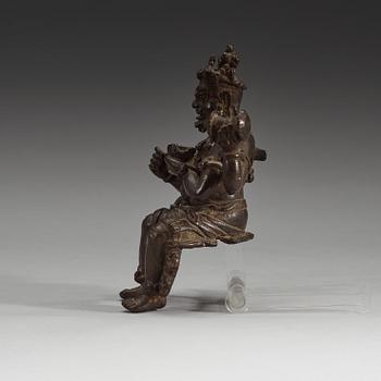 A seated bronze figurine of Mahakala, 15/16th century or earlier.