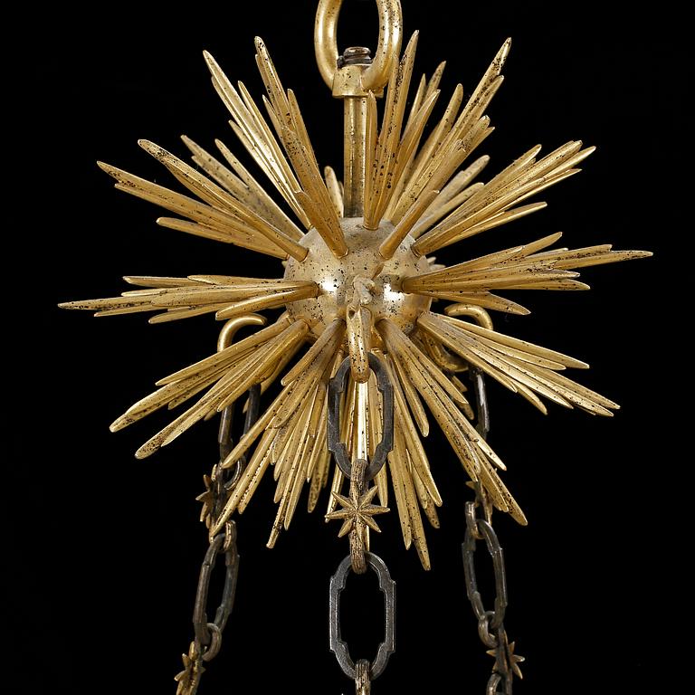 An Empire early 19th century nine-light hanging lamp.