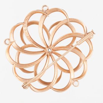 BROSCH, 14K guld, diamantimitationer. 1957. Vikt ca 7,4 g.