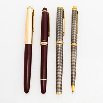 A set of four pens, Montblanc Meisterstuck & Parker.