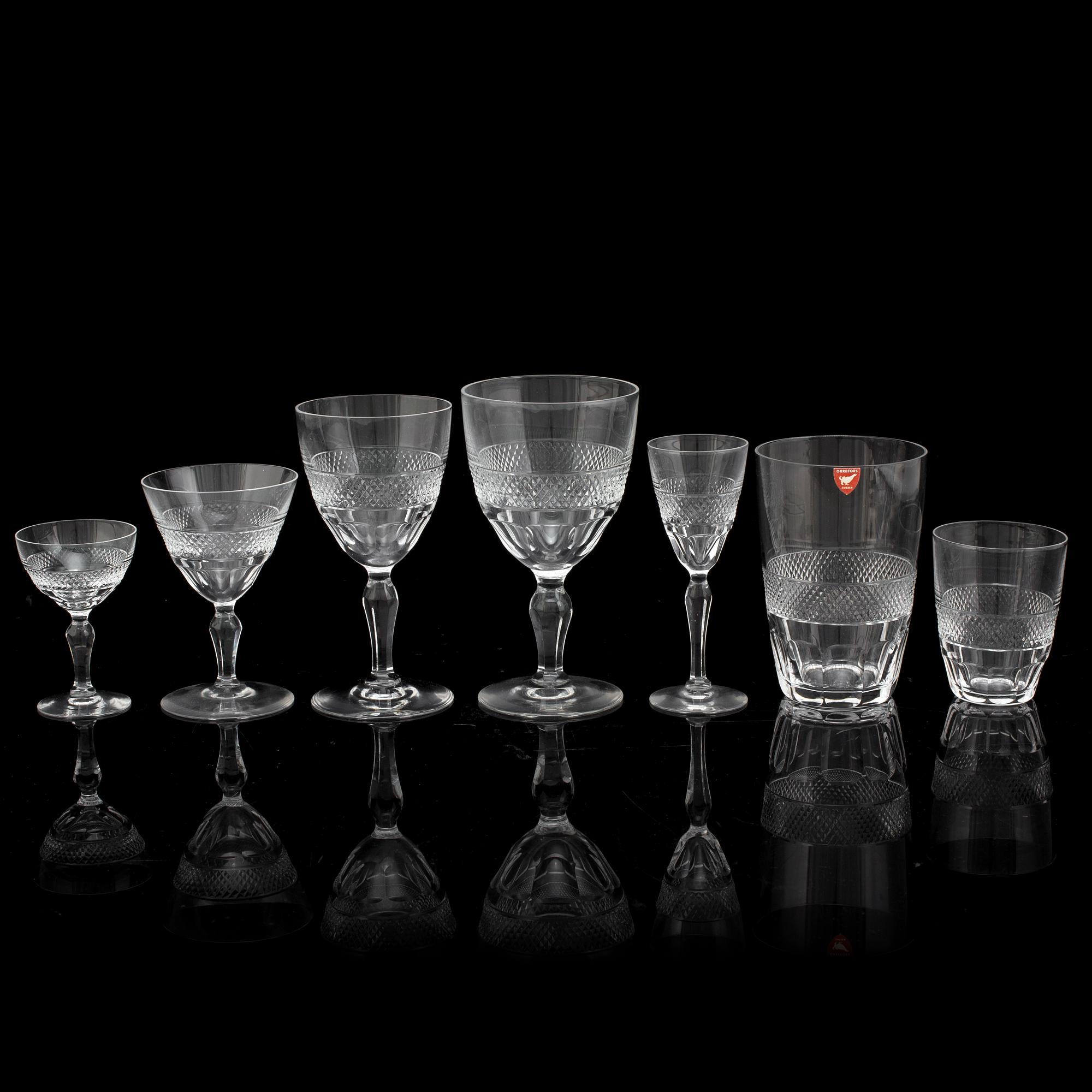 SERVIS, glas, 43 delar, "Rio", Orrefors, 1900-talets andra hälft.