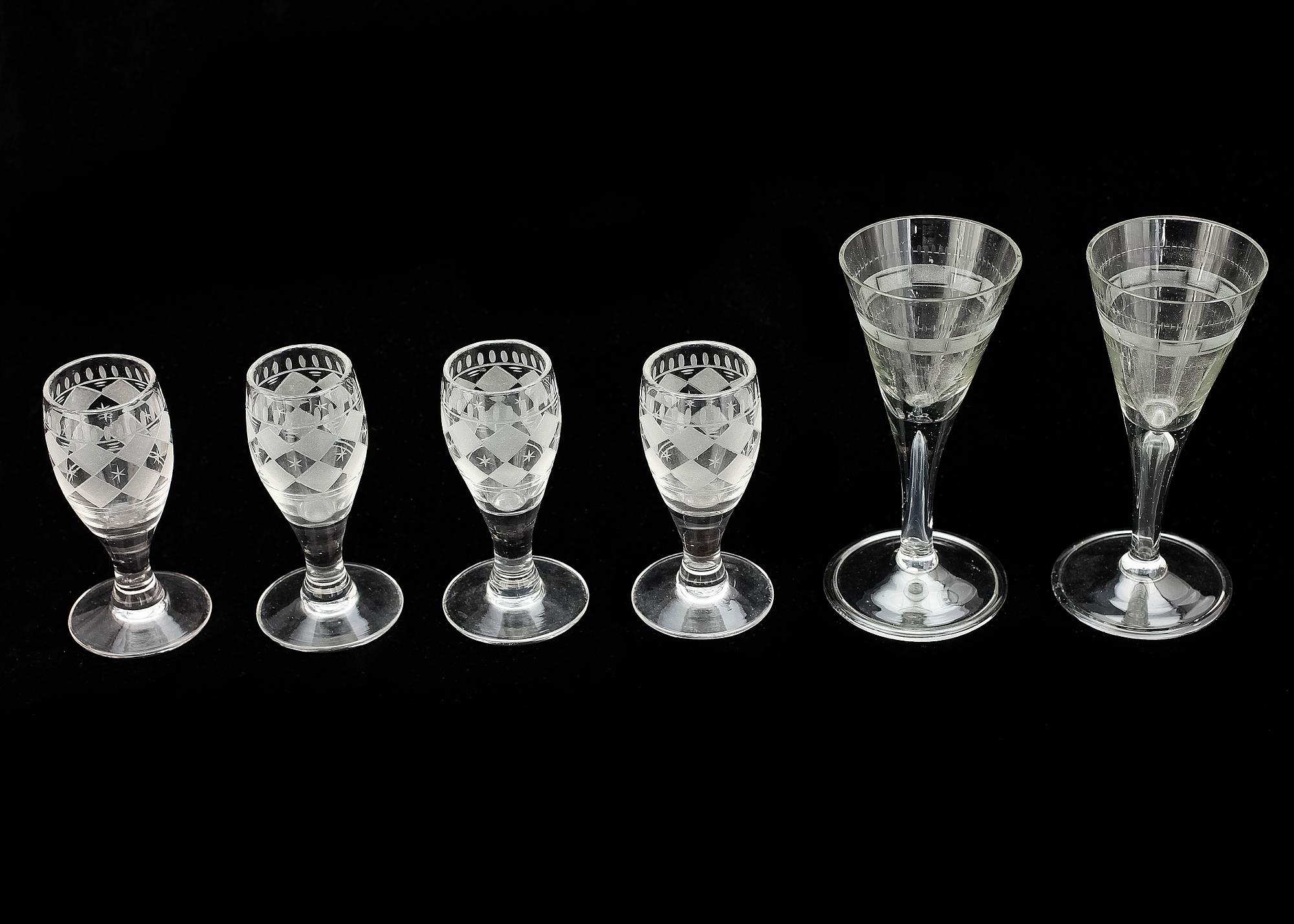 GLAS, 6 st, delvis sengustavianska, 1800/1900-tal.