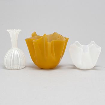 FULVIO BIANCONI & PAOLO VENINI, bland annat, vaser 3 st, glas, Venini, Murano.