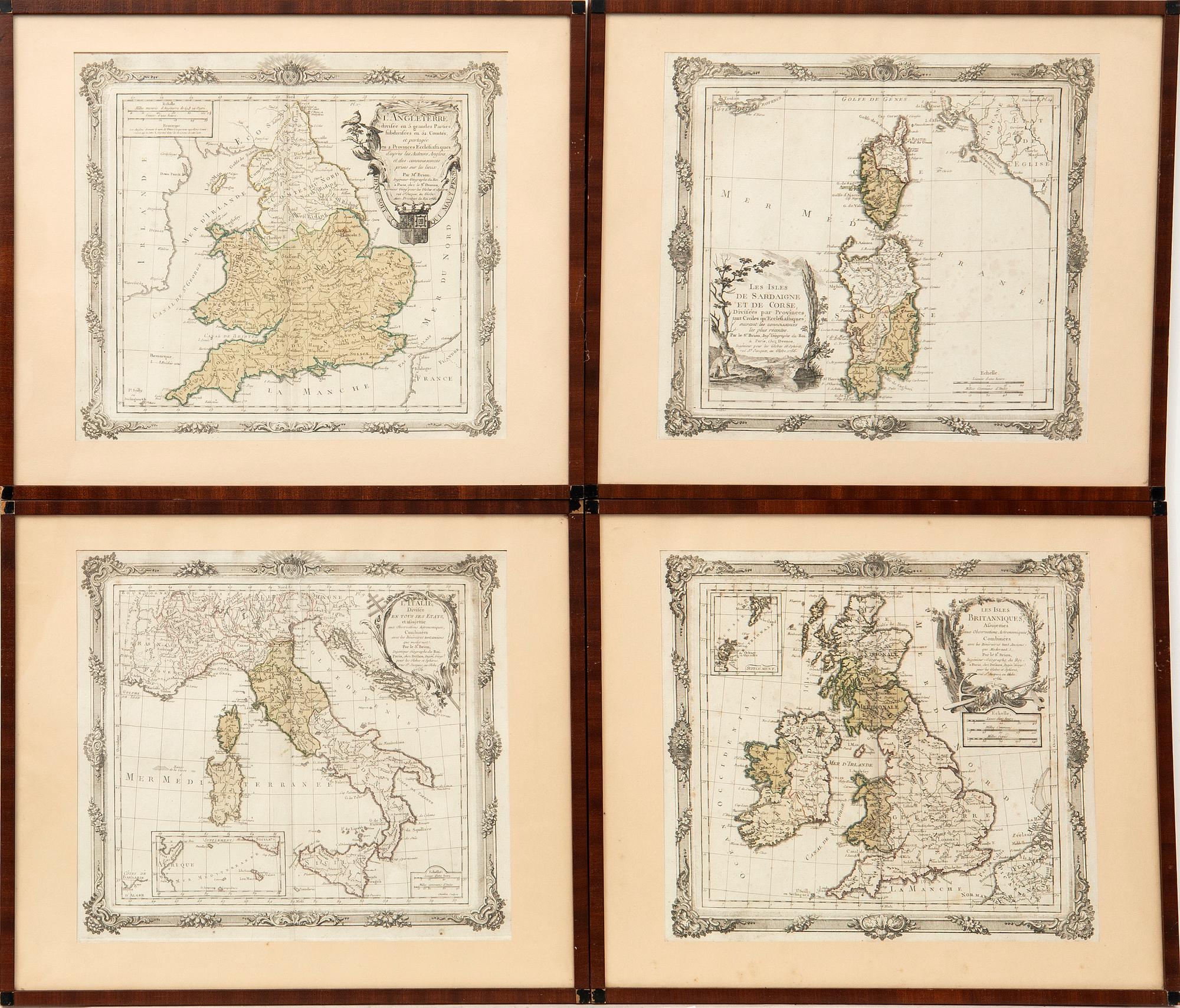 Maps of Europe, 8 pcs., 18th century, France.