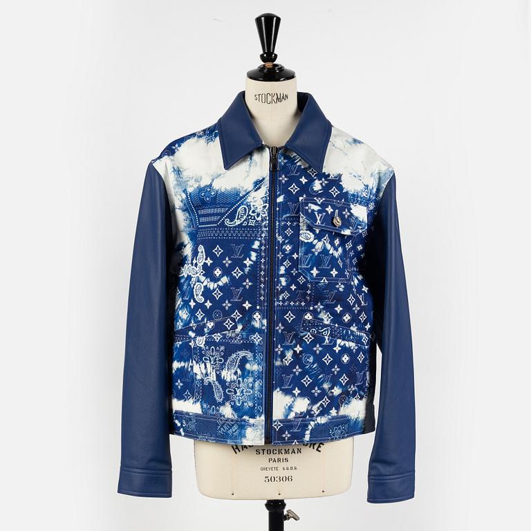 Louis Vuitton, jacka, "Monogram Bandana Mix Leather Denim Jacket", 2022 collection by Virgil Abloh, storlek 46.