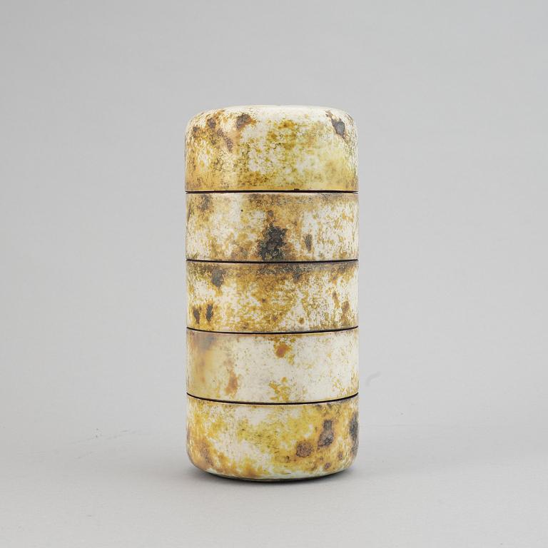 Hans Hedberg, a faience box in five pieces, Biot, France.