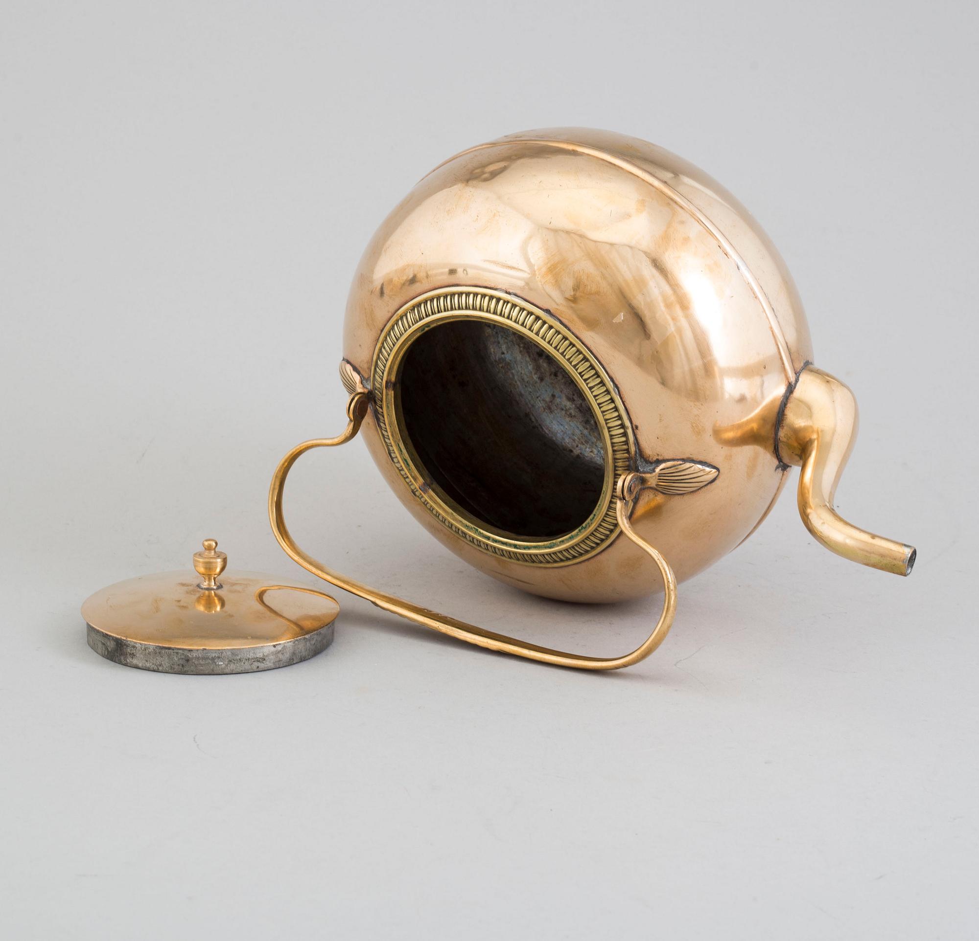 a brass teapot 'Nr 1* Skultuna 1846.