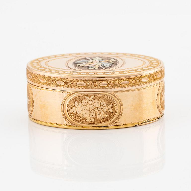 A Swedish 18th century gold snuff-box, mark of Christian Maas, Stockholm 1783.