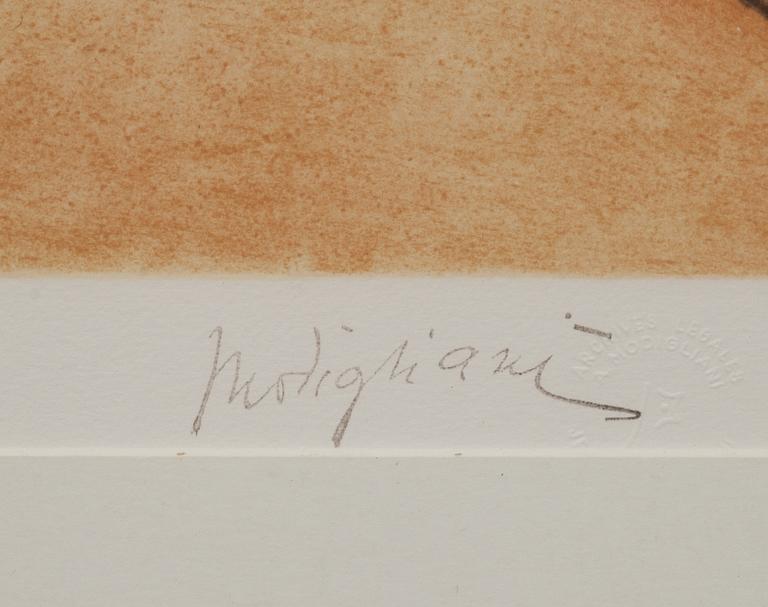 AMADEO MODIGLIANI, efter, färglitografi, stämpelsignerad och numrerad XVI/XX.