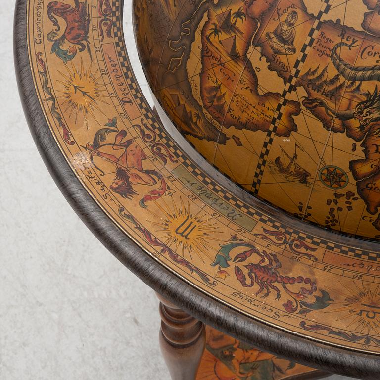 A globe drinking cabinet, late 20th Century.