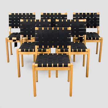 Alvar Aalto, tuolia, 6 kpl, malli 611, 1900-luvun loppu.