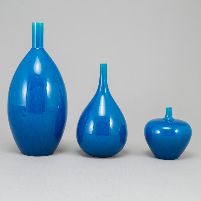 CARL-HARRY STÅLHANE, a set of 9 stoneware vases, Rörstrand, Sweden, mid 20th century.