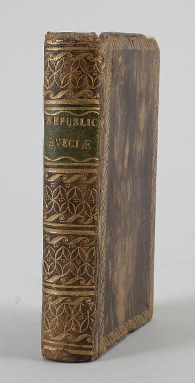 BOK, "Svecia sive de Suecorum, Regis dominiis et opibus..." av Henrik Soter och Andreas Bureus, Elzeviriana Leyden 1633.