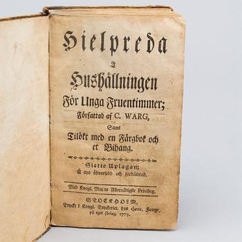 CAJSA WARG, "Hjelpreda i hushållning för unga fruentimmer", Stockholm 1773 6:e upplagan.