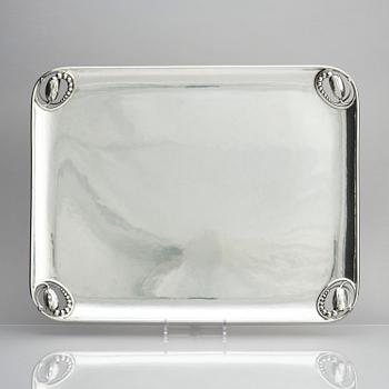 Georg Jensen, a Magnolia/Blossom tray, design nr 2, executed in Copenhagen 1919, 830/1000 silver.