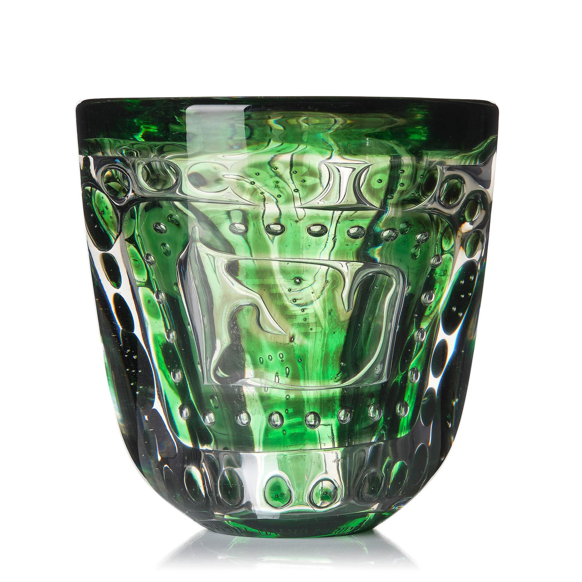 Edvin Öhrström, a "Flickan och duvan" (The Girl and the Dove) ariel glass vase, Orrefors 1944, no 281.