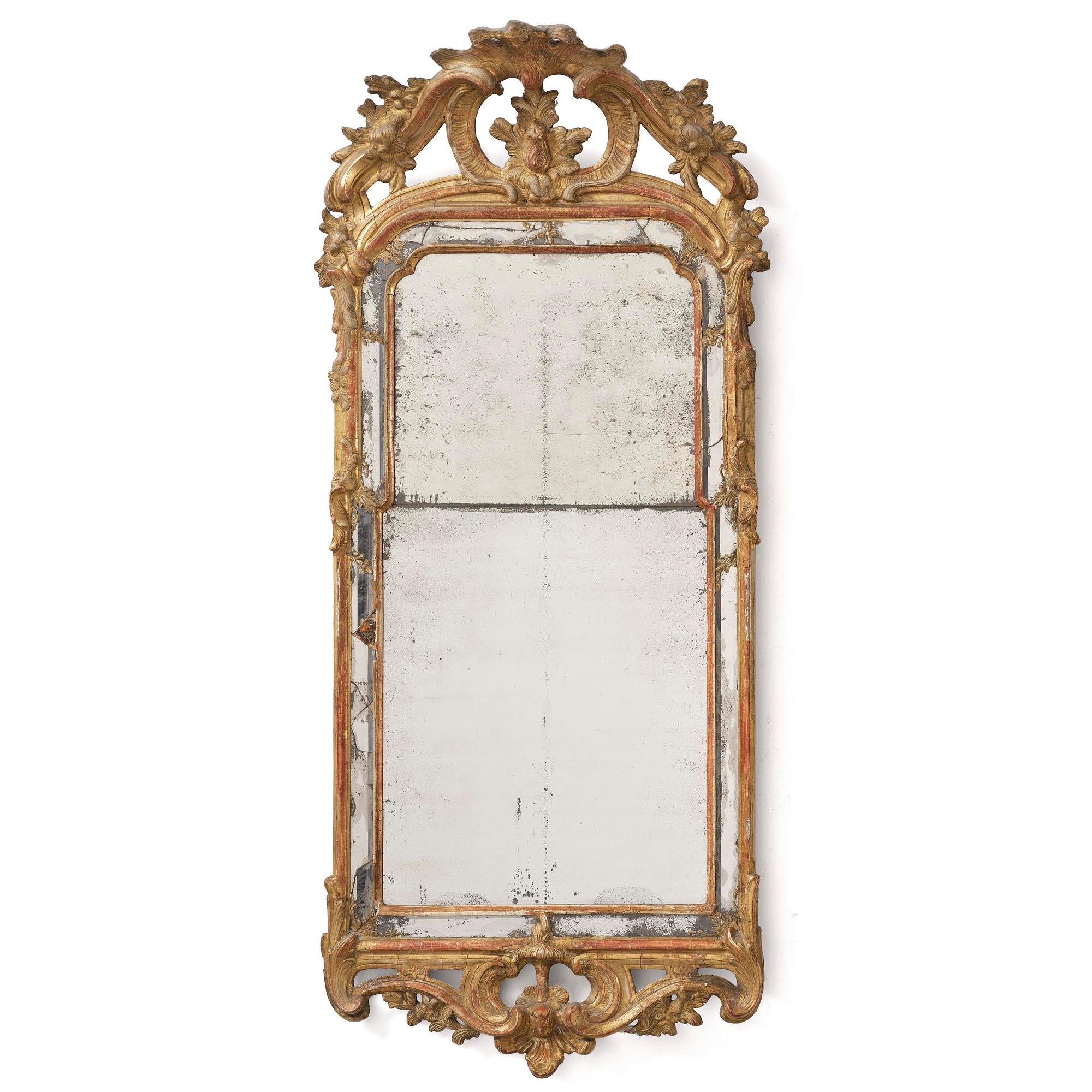 A Swedish Rococo mirror, 18 th century.