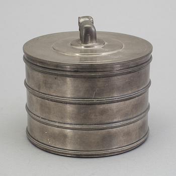 SYLVIA STAVE, lidded jar, pewter for C G Hallberg, 1931.