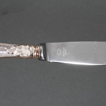 MATSILVER, 55 delar, silver, sachsisk modell, bl a Cohr, Danmark. Total vikt med stålblad ca 2162 gram.