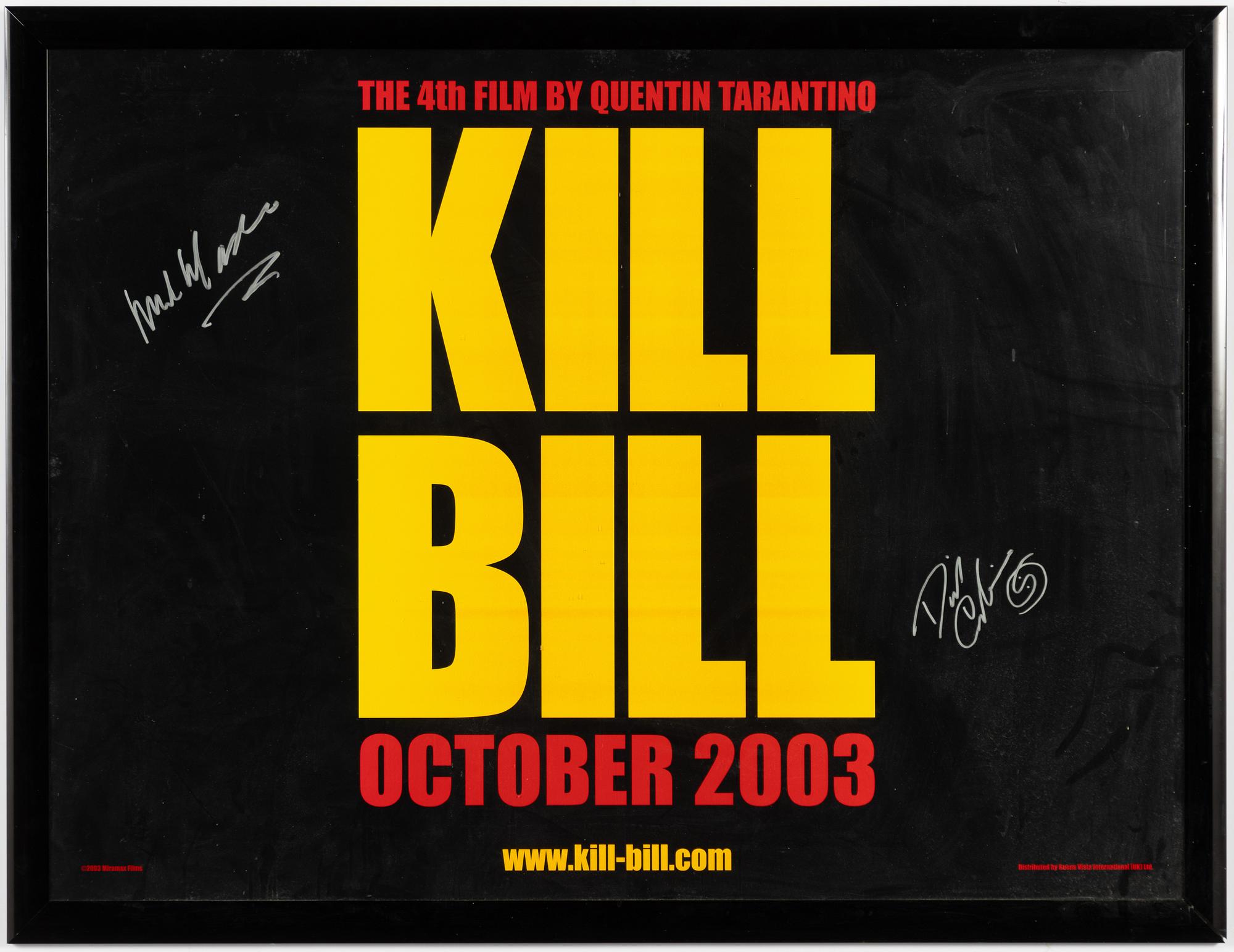 A signed film poster, 'Kill Bill'.